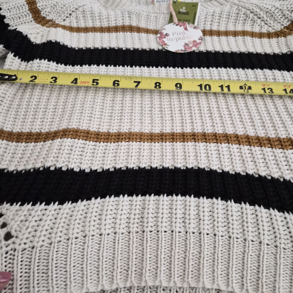 Striped Knit Sweater - Cream, Black, and Brown - Picture 4 of 4